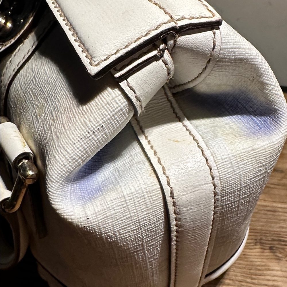 Gucci White Leather Top-Handle Tote with Red and Navy Web Stripe - Picture 5 of 7